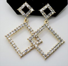 C322 Unique Design gold Tone post clear color Wedding Prom Drop Fashion Earring