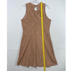 Jonathan Martin Striped Shift Dress Womens 7/8 Orange Brown Travel Sleeveless