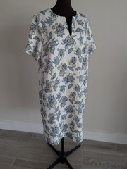 $1.6K Escada shift cotton blend printed midi dress sz 44 14 XL