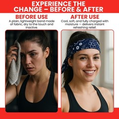 Iconikal 4Pack Cooling Gel Cotton Bandana Headband, 38Inch, Red/Blue Paisley