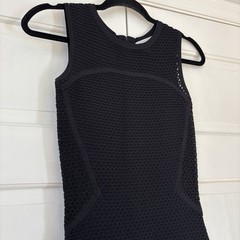 John + Jenn Zeva Black Bodycon Sheath Dress Sleeveless Mesh Sexy LBD Size XS