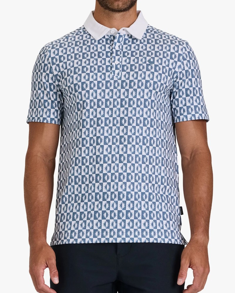 Men’s Pique Performance High Beam Blue Performance Polo Shirt