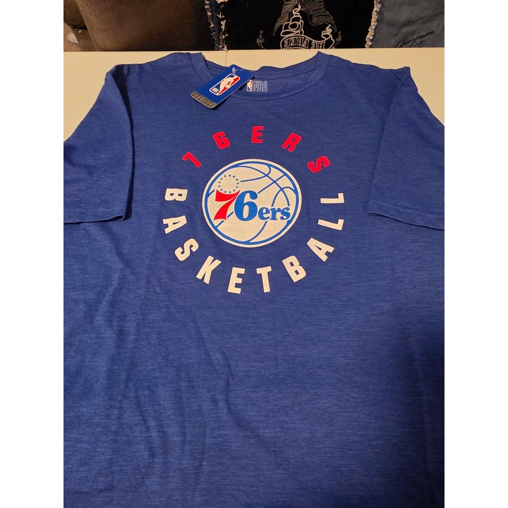 NBA Philadelphia 76ers Basketball T-Shirt Mens Large Blue Heather