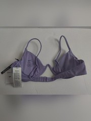 NWT RVCA Lilac Purple Ribbed Invert V Wire Underwire Swim Bikini Bra_10/Medium