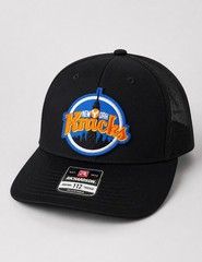 New York Knicks 3″ Patch 112 Trucker Hat Black Custom Patch Snapback