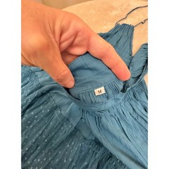 R.Vivimos Mini Dress Womens Size M Teal Blue Boho Halter Backless Ruffle