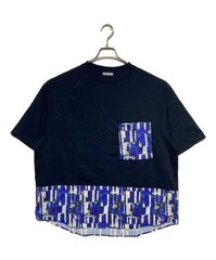 HERALBONY Women’s Navy Panel Pocket T-Shirt, Cotton, Free Size