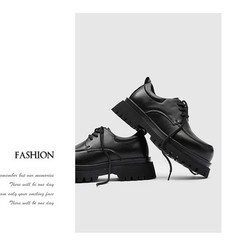 Men’s Big Round Toe Platform Thick Sole Dress Lace Up Casual Derby Leather Shoes