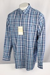 Wrangler Men’s George Strait Relaxed Button Down Long Sleeve Shirt Blue Stretch