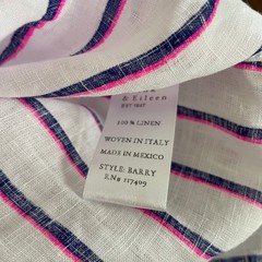 Frank & Eileen Barry Button Up Women Medium White Striped Linen Coastal Casual