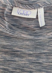 LOGO LAYERS gray marbleized long-sleeve round-neck stretch pullover shirt (L)