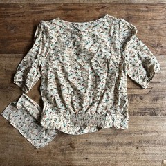 Anthropologie Leifnotes Bird 100% Silk Top Blouse Asymmetrical Neck SIZE 2 EUC