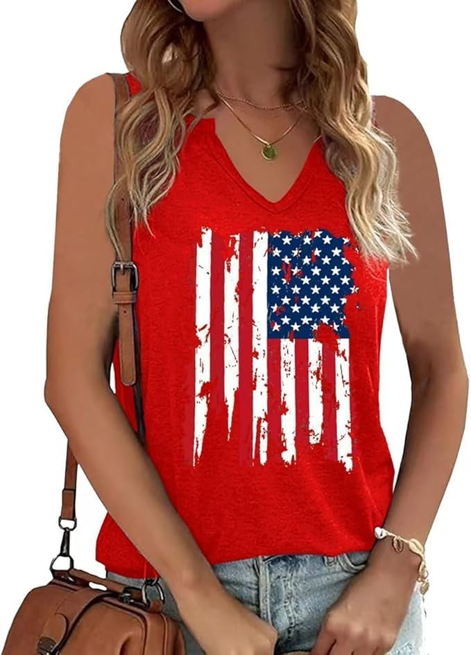 USA Tank Top Women 4th of July Shirts American Flag Stars Stripes Tshirt Patr…