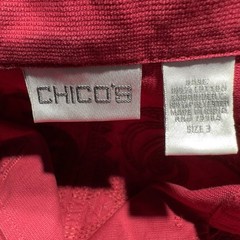 Chico’s Sz 3 Women’s Red Vest Embroidery Button Up Shortsleeve 100% Cotton