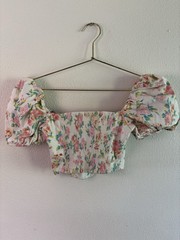 Floral Puff Sleeve Crop Top