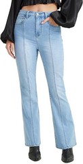 Altar’d State Kayla High-Waisted Star Print Flare Jeans Light Wash Denim