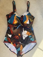 Susan Graver One-Piece Swimsuit Multicolor Abstract Women’s Regular Size 16