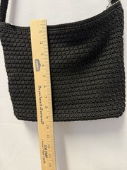 The Sak Black Crochet Knit Shoulder Bag Zip Top Boho Hobo Purse Medium