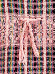 Mexican Tunic Pedal Loom Pink Multi Thread L Oaxaca Woven Fringe Tassel Ethnic