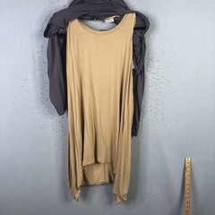 LOGO by Lori Goldstein Shirt Womens 2X Gray Tan 2 Piece Lagenook Minimalist