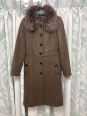 Excellent Condition Burberry Black Label Brown Long Coat 38 Wool Angora