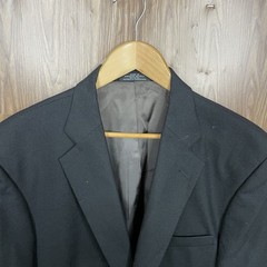 Stafford Blazer Jacket Mens 44S Black Polyester Worsted Wool Silver Buttons