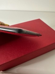 Valentino Garavani VLogo Red Leather Card Holder Wallet Gold Logo Box Dust Bag