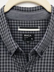 RVCA Men’s Slim Fit Check Button-Up Shirt Gray/Black Long Sleeve XL Dress Shirt