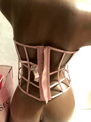 Victoria’s Secret Dream Angels Caged Underbust Strappy Corset Pink NWT