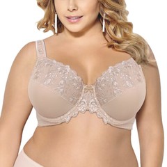 Women’s Sexy Lace Embroidered Bras Full Coverage Unlined Underwire Plus Size Bra