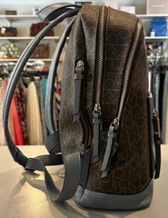Calvin Klein Garnet Signature Monogram Brown + Blue Backpack