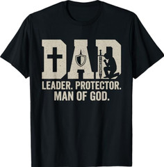 Man of God Husband Dad Christian Dad Fathers Day Birthday T-Shirt