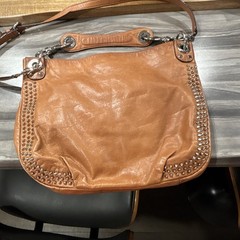 Rebecca Minkoff Brown Studded Shoulder Bag Detachable Strap Zip