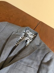 INDOCHINO Bespoke Gray Weave Full Suit 38R Wool Linen
