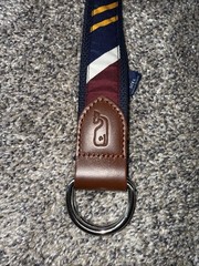 Vineyard Vines Belt Men’s Size Large Italian Leather, Silk, Cotton,36”-38” Waist