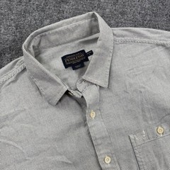 Pendleton Button Up Shirt Large Grey Micro Pattern Short Sleeve Fitted Mens