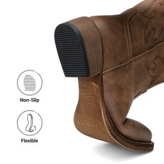 Cowboy Cowgirl Boots for Women Wide Square Toe Western Mid Calf Boots