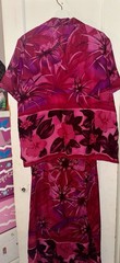 I.N. Studio 3 Piece Skirt Set XL Pink Purple Floral Top Jacket Maxi Skirt