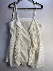 Express White Eyelet Ruffle Square Neck Spaghetti Strap Camisole Top M