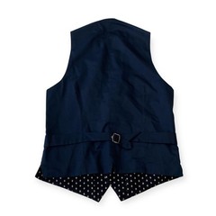 LARDINI Star Pattern Jacquard Wool Blend Vest Gilet Size 44 S M Blue Mens Japan