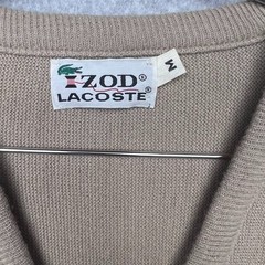 VTG Izod Lacoste Tan V-Neck Sweater M Camel Alligator Logo Old Money Preppy 90s