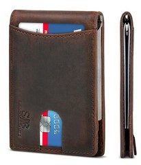 SERMAN BRANDS- RFID Blocking Genuine Leather Thin Minimalist Front Pocket Wallet