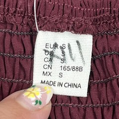 Floerns Top Womens Small Square Neck Smocked Peplum Balloon Sleeve Burgundy Red