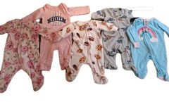Newborn Sleepers Lot of 5 Roses Best Sister Ever Dinosaurs Rainbows Cookies