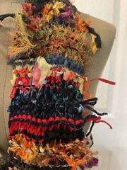 Art2Wear Coat Candy Womens Multicolor Hand Knitted Unique Scarf 4ft FIRE WORK