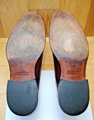 Men’s 11 M JOHNSTON & MURPHY Burgundy Leather Cap Toe Derby Blucher Dress Shoes