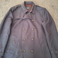 Common People Double Breasted Trench Coat 2XL Chest 48″ Navy Men’s Full Button F