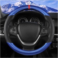 Car Steering Wheel Cover, 14.5-15″ Carbon Fiber Vehicle Stee Color: Blue/Black