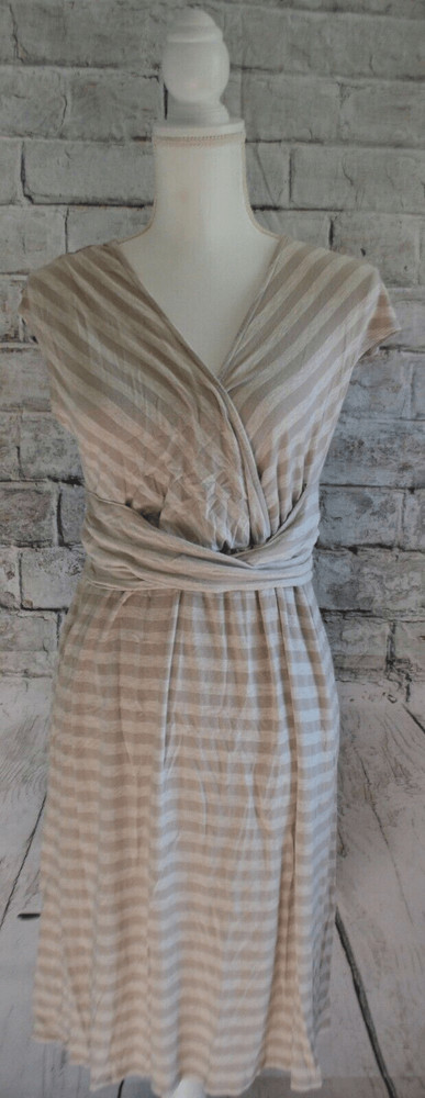 Merona Brown Tan Striped Sleeveless Pullover Dress Women’s Size Medium