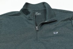 Vineyard Vines Performance 1/4 Zip Pullover Mens Large Green Nailhead Stretch